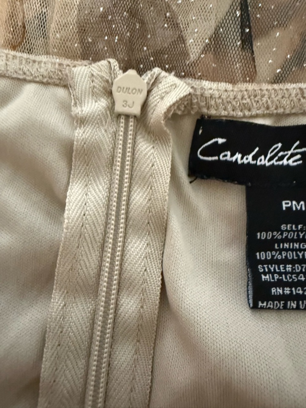 Candalite Petite Medium Floral Off-Shoulder Midi Dress sparkle beige brown fairy - Picture 16 of 16